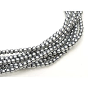 Cseh tekla üveggyöngy. 6mm. Szürke. 100db/szál.