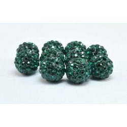 Shamballa kristály gyöngy. 10mm. Smaragd. 10db/csomag.