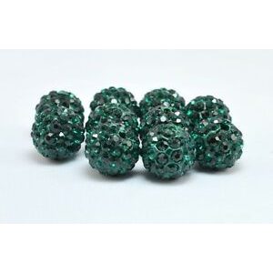 Shamballa kristály gyöngy. 10mm. Smaragd. 10db/csomag.