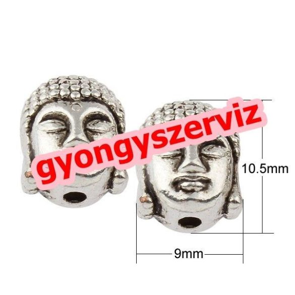 25db. Buddha gyöngy. Fémgyöngy, köztes gyöngy. Antik ezüst szín. 