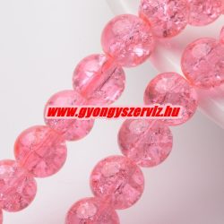  1 szál. Roppantott üveggyöngy. 6mm, 8mm. " Eper." 