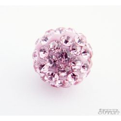 Shamballa gyöngy. 10 mm. Rózsaszín. 10db.