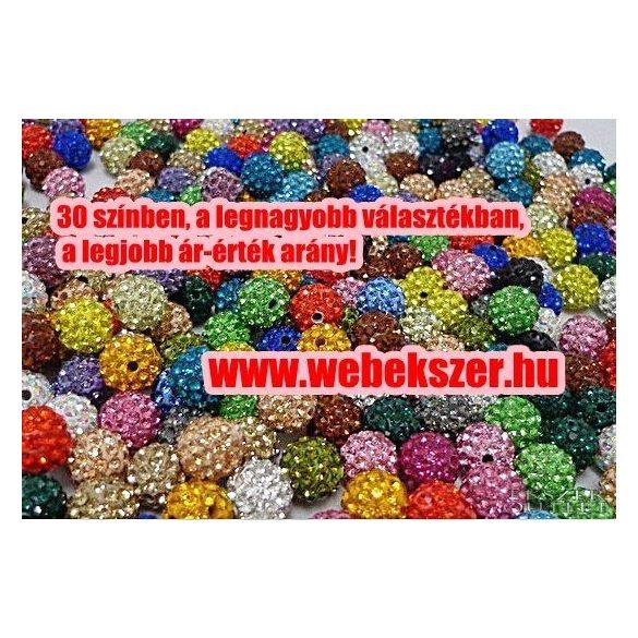 Shamballa gyöngy. 10 mm. Rózsaszín. 10db.