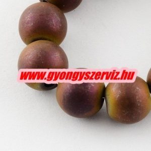 1 szál. Matt hematit ásványgyöngy. 8mm. Lila szín. 1 szál. (kb. 40cm)