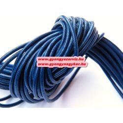   Hengeres bőr szál, bőr zsinór. 2mm. 1m. Sötétkék.10db/csomag.