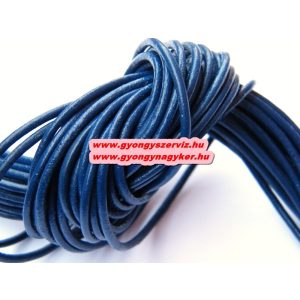 Hengeres bőr szál, bőr zsinór. 2mm. 1m. Sötétkék.10db/csomag.