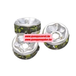   100db. . Strasszos köztes gyöngy, rondella. 6mm. Olajzöld. AAA.  