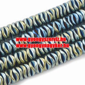 1 szál. Hematit hullámos tallér. Zöldes. 6x1.5mm.