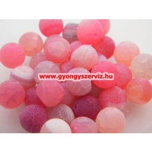 Leárazva!  Ásványgyöngy, féldrágakő gyöngy. Repesztett. Pink achát.  10mm.  1 szál.