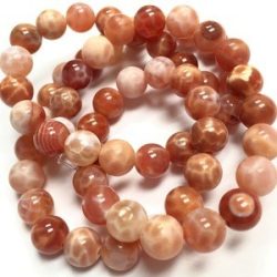 Tűzachát ásványgyöngy. 4-5mm. 1 szál (40cm).