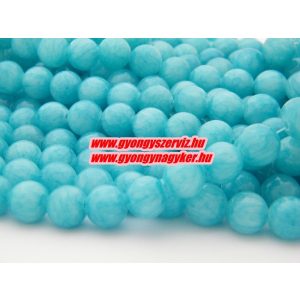 Jade ásványgyöngy.  10mm. Kék. 1 szál, kb. 40cm.