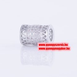   Cirkon kristályos köztes gyöngy. Cső. 8x11mm. Ezüst szín.