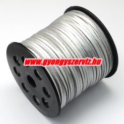 Velúr zsinór. 2.7x1.4mm. Fényes. Ezüst. 90m/db.