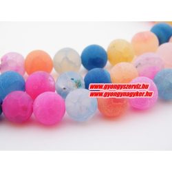   Matt, repesztett achát ásványgyöngy. 8mm. Multi.  1 szál (40cm).