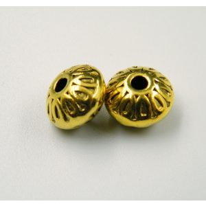 100db. Diszkosz. Fém köztes gyöngy. 10x7mm. Antik arany szín. 