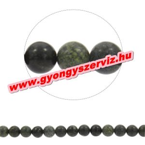 Szerpentin ásványgyöngy. 10mm. 1 szál, kb. 40cm.