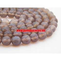   Csiszolt achát ásványgyöngy. Szürke. 8mm. 1 szál (40cm).