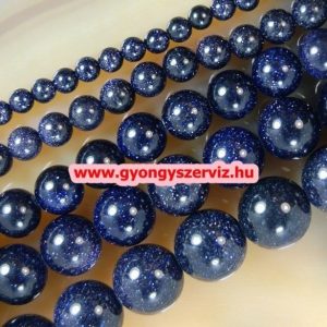 Kék napkő ásványgyöngy. 4mm. 1 szál, kb. 40cm.