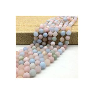 Matt berill, morganit ásványgyöngy. Multi. 8mm. 1 szál. (kb. 40cm)
