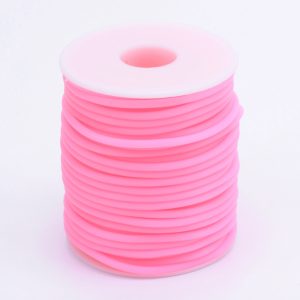 Leárazás!  Üreges PVC zsinór. 2mm. Rózsaszín. 50m/tekercs.