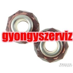   Pandora stílusú üveggyöngy. Csiszolt kristály. Lila.  10 db/csomag.