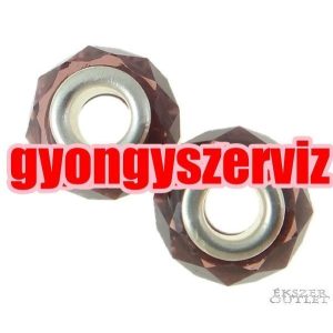 Pandora stílusú üveggyöngy. Csiszolt kristály. Lila.  10 db/csomag.