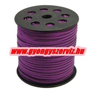Leárazás! Velúr zsinór. 3x1.4mm. Csillogó lila. 90m/db.