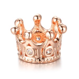 Kiárusítás! Cirkon korona. 10x7mm. Rózsaarany szín, fehér kristály.