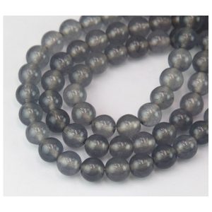 Jade ásványgyöngy. 8mm. Áttetsző szürke.