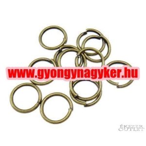 Fém karika. Szerelő karika. Dupla. Antik bronz. 7x2mm.  100db.