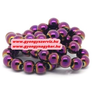 1 szál hematit ásványgyöngy. 8mm. Lila.