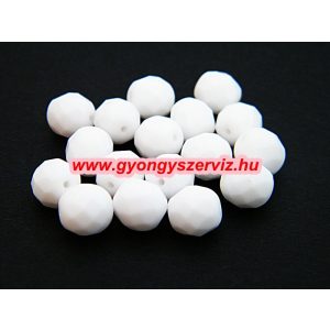 50db. Cseh csiszolt gyöngy. 8mm. Fehér. AAA.  