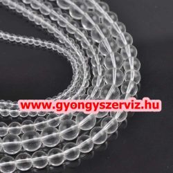   Ásványgyöngy, féldrágakő gyöngy. Hegyikristály. 8mm. 1 szál (kb. 40cm).