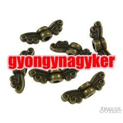   100db. Angyalszárny. 14x4x4mm. Antik bronz szín. Fémgyöngy, köztes gyöngy. 