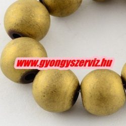   1 szál. Matt hematit ásványgyöngy. 8mm. Antik arany szín. 1 szál. (kb. 40cm)