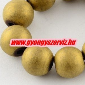 1 szál. Matt hematit ásványgyöngy. 8mm. Antik arany szín. 1 szál. (kb. 40cm)