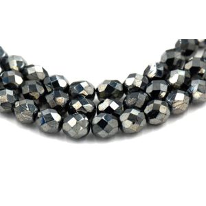 50db. Csiszolt cseh üveggyöngy. 8mm. hematit.