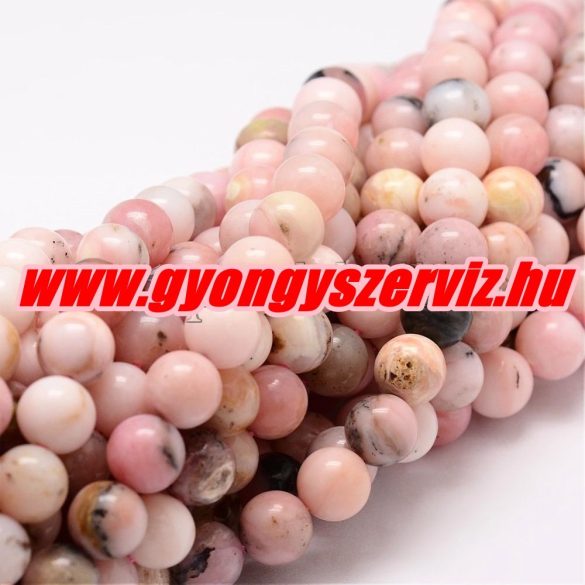Rózsa opál, andoki opál ásványgyöngy. 8mm.  1 szál, kb. 40cm.