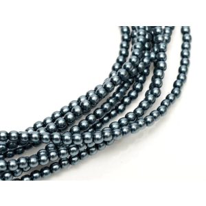 Cseh tekla üveggyöngy. 6mm. Sötét cián. 100db/szál.