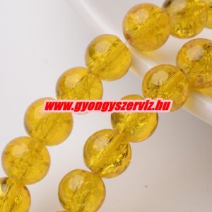 1 szál.  Roppantott üveggyöngy. 6mm, 8mm. "Citrin." 