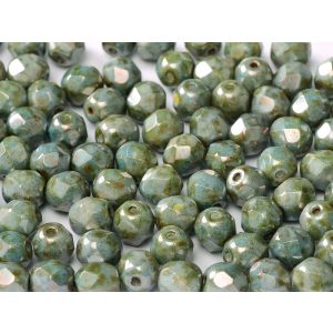 Cseh csiszolt gyöngy. 8mm. Türkiz. 50db/csomag.