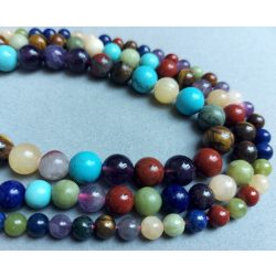 Vegyes ásványgyöngy füzér. Mix. 10mm. 1 szál.