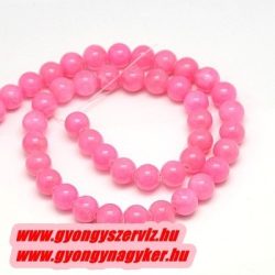 Jade ásványgyöngy. 10mm. Sötét pink. 1 szál, kb. 40cm.