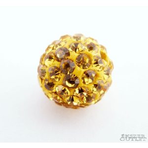 Shamballa gyöngy. 10 mm. Világos arany.  10db.