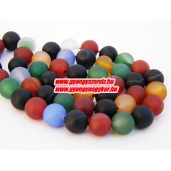 Matt multi achát ásványgyöngy.  8mm.  1 szál.