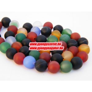 Matt multi achát ásványgyöngy.  8mm.  1 szál.