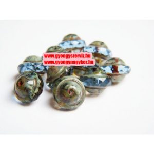 Cseh csiszolt üveggyöngy. 10x8mm. Türkiz. 10db/csomag.