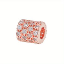   Kiárusítás! Cirkon cső, köztes gyöngy. 10x8mm. Rózsaarany szín.