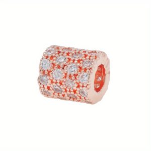 Kiárusítás! Cirkon cső, köztes gyöngy. 10x8mm. Rózsaarany szín.