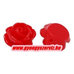 Fűzhető gyanta virág kaboson. 9x7mm. Piros. 10db.